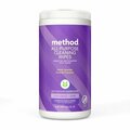 Method Wipes, Cleaning, Plant-based, French Lavender, 70/Tub, White MTH338520